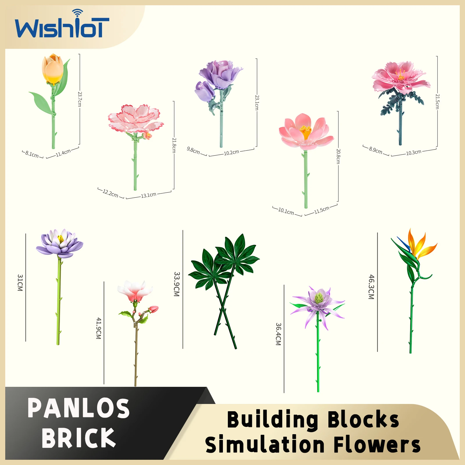 PANLOS BRICK Ewige Blumen Bausteine MOC Blumenstrauß Pflanzen Romantische Rose Sonnenblume Tulpe Heim- und Bürodekoration Mädchenspielzeug Geschenke