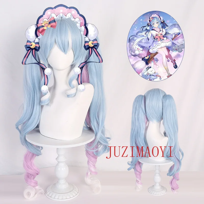 VOCALOID 2023 Snow Miku 90cm Long Anime Cosplay Wigs Fiber Heat Resistant Synthetic Hair + Wig Cap