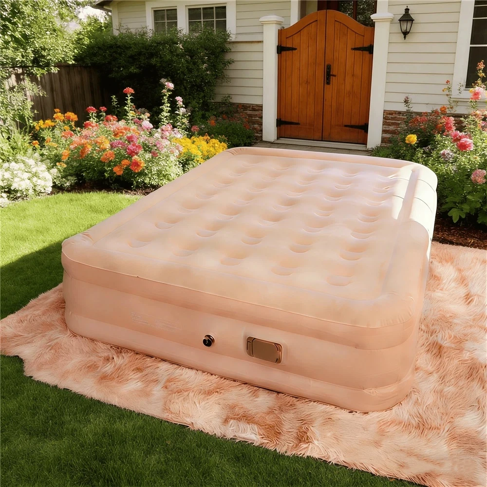 Inflatable Bed with Built-in Air Pump for Balcony Living Room Bedroom Outdoor Use - Comfortable Portable Inflatable Mattress