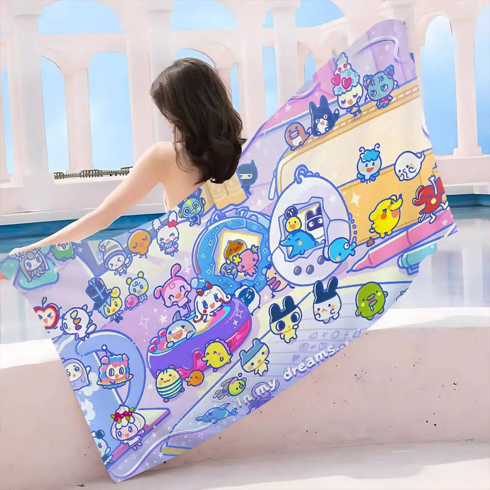 Classic T-Tamagotchi Game Anime Beach Swimming Towel Soft Absorbent Washcloth Children's Gifts for Kids Travel Camping Gym