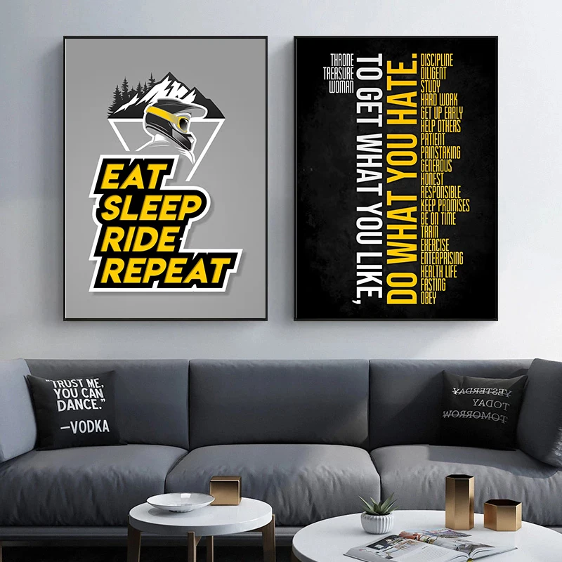 Bright Yellow Inspirational Quotes Posters Modern Excitation Text Wall Art Prints Gym Office Canvas Painting Home Decoration