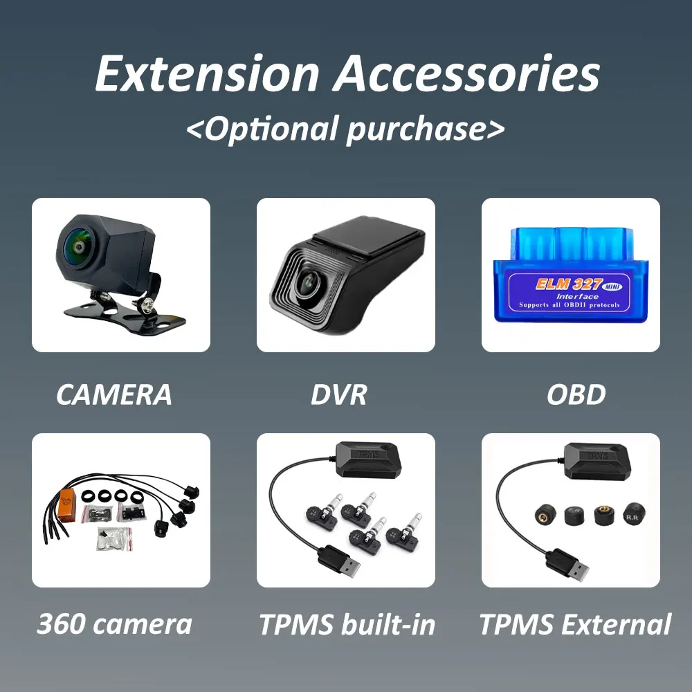AHD Rückfahrkamera Zubehör USB, DVR360, TPMS-Kamera, OBD-Tool, Mikrofon, Android-System Autoradio Multimedia-Navigation