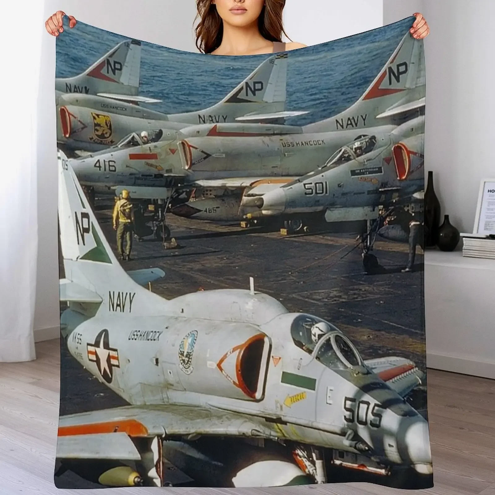

A-4 Skyhawk Jet Ranger Aircraft Aviation Throw Blanket Warm Accent Blanket for Living Room Decoration