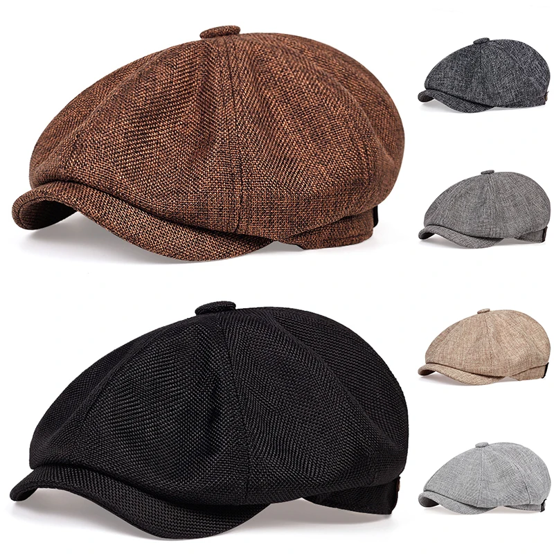 Mężczyźni Dorywczo Newsboy Hat Spring Autumn Retro Beret Hats Wild Casual Hats Unisex Wild Octagonal Cap dla mężczyzn Street Caps Gorras