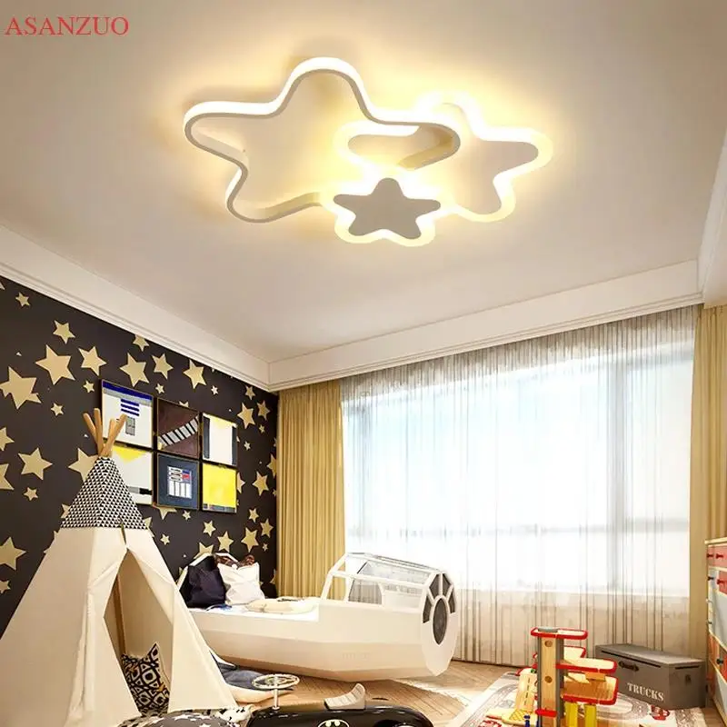 

Star shape Decor Indoor Lighting Fixtures Modern LED White/Pink Ceiling Lamp for Children's Room Kids Nursery Bedroom