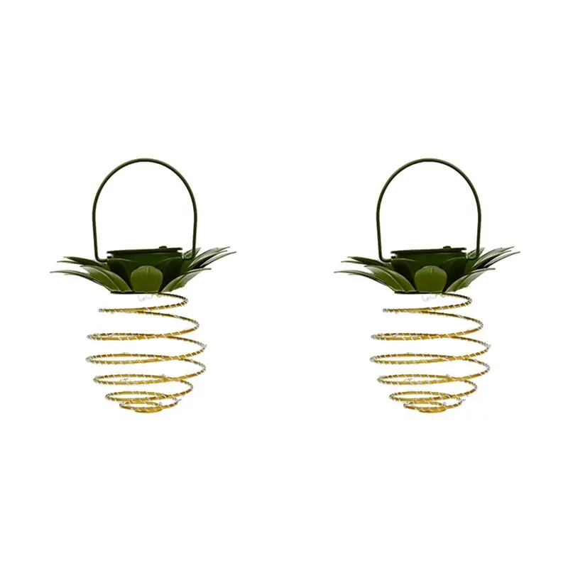 【限定版】2x-ledソーラーガーデンライトハンギングランタン屋外防水ソーラーパイナップルランプ家庭用フェスティバルガーデン用