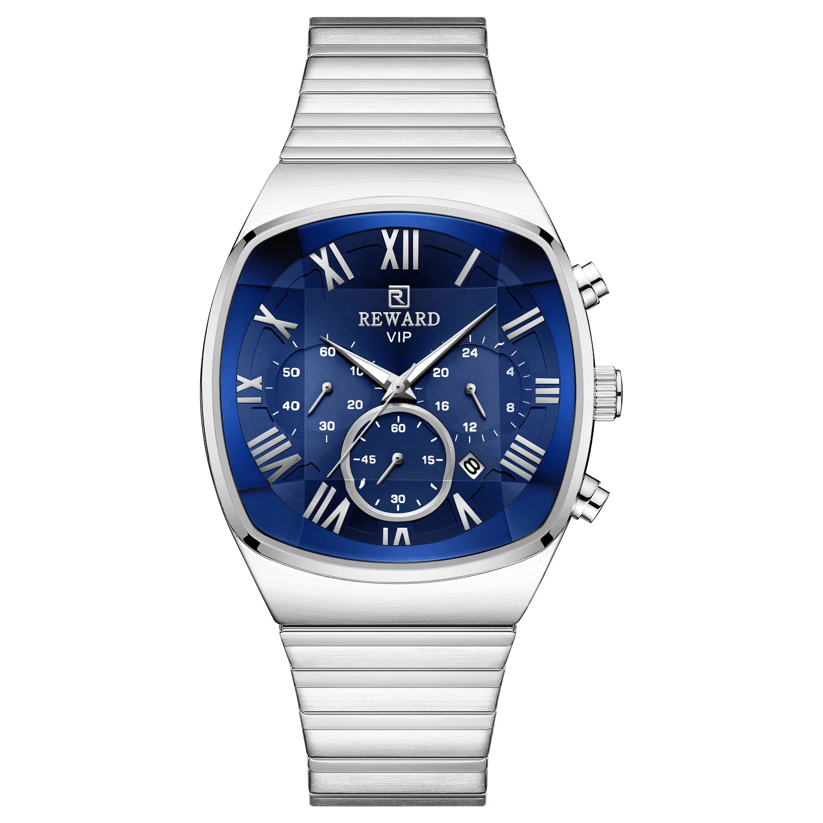 New Multifunction Quartz Watch for Men with Square Textured Glass and Waterproof Butterfly Clasp