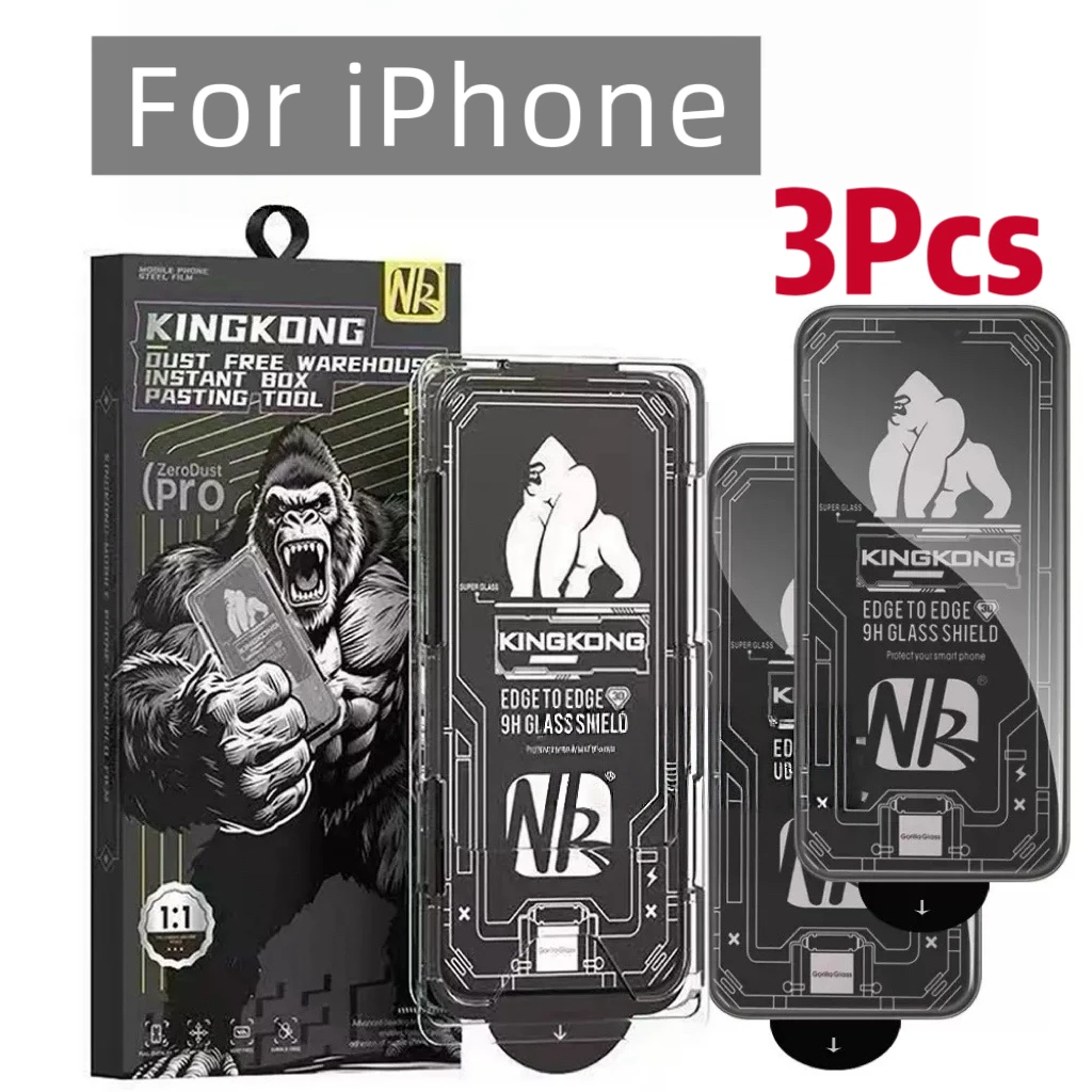 3er-Pack HD 9H blasenfreie, staubdichte, einfach zu installierende Displayschutzfolie für die iPhone-Serie