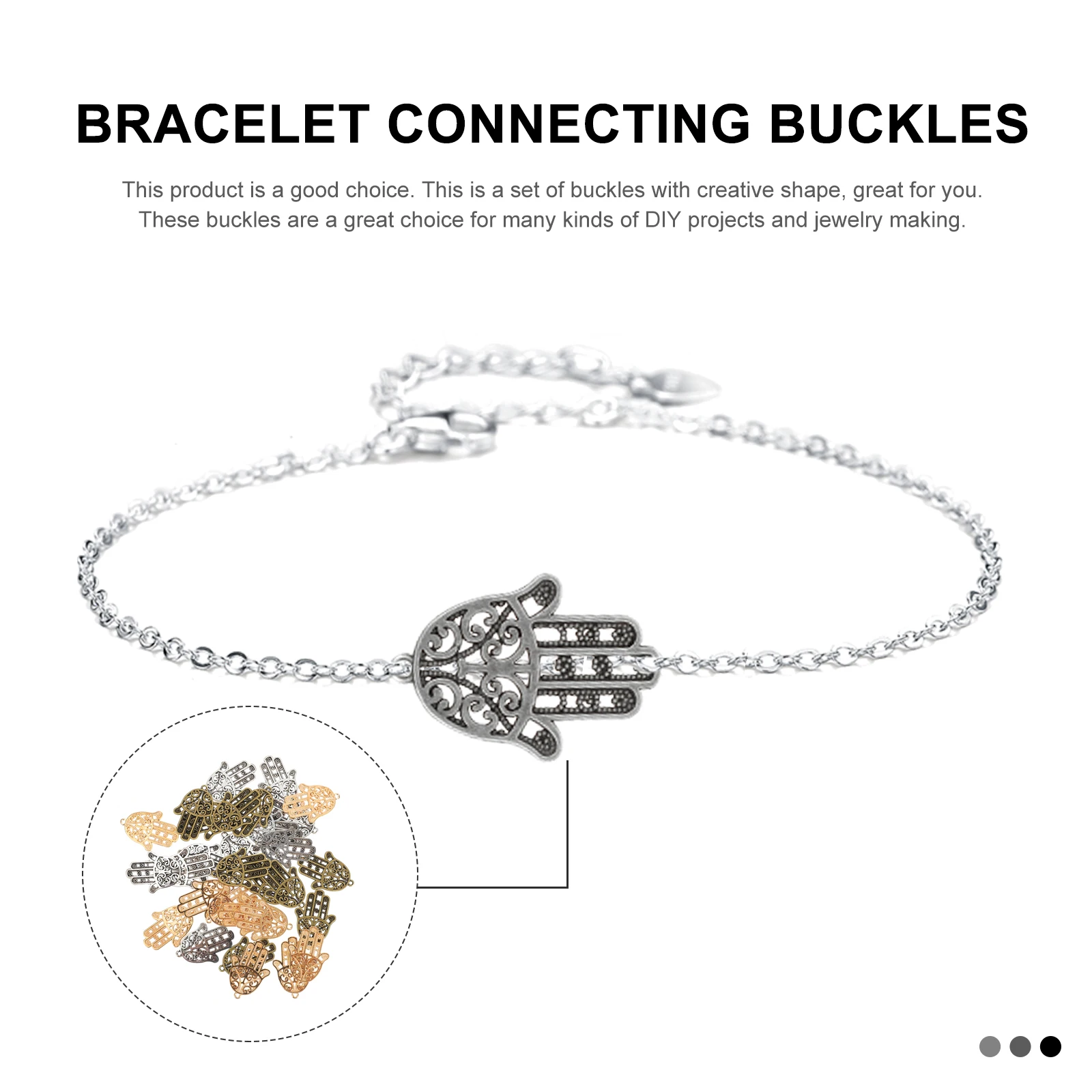 

30 Pcs Retro Palm Pendant Hand Jewelry DIY Bracelet Connectors Buckle for Connecting Charm
