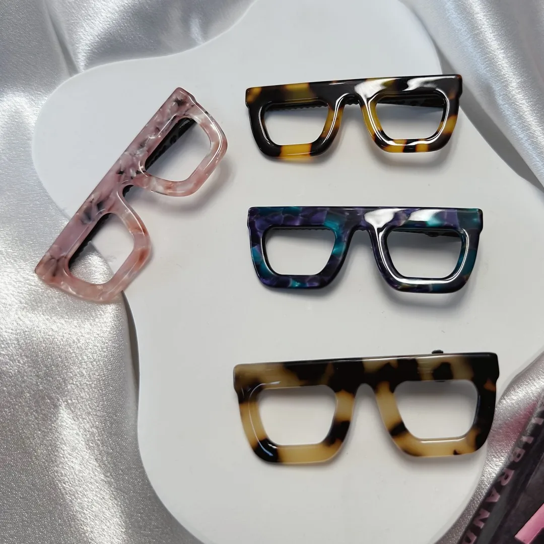 

6cm Y2K Hair clips Small Fashion Acetate Hair Clips for Girls Women Alligators Glasses Shaped Hair Accessories Clips Hairpins