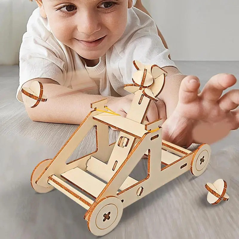 Houten Katapult Model Kit Trebuchet Katapult Voertuig Assemblage Speelgoed Educatieve Wetenschap Assemblage Bouwstenen Speelgoed Voor Kinderen