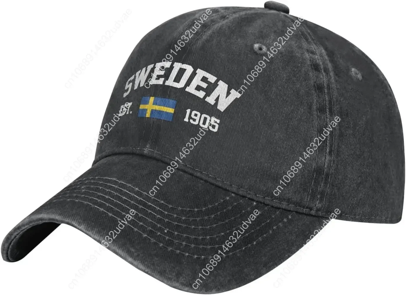 

Sweden Flag Baseball Cap Denim Vintage Cotton Unisex Patriotic Hat
