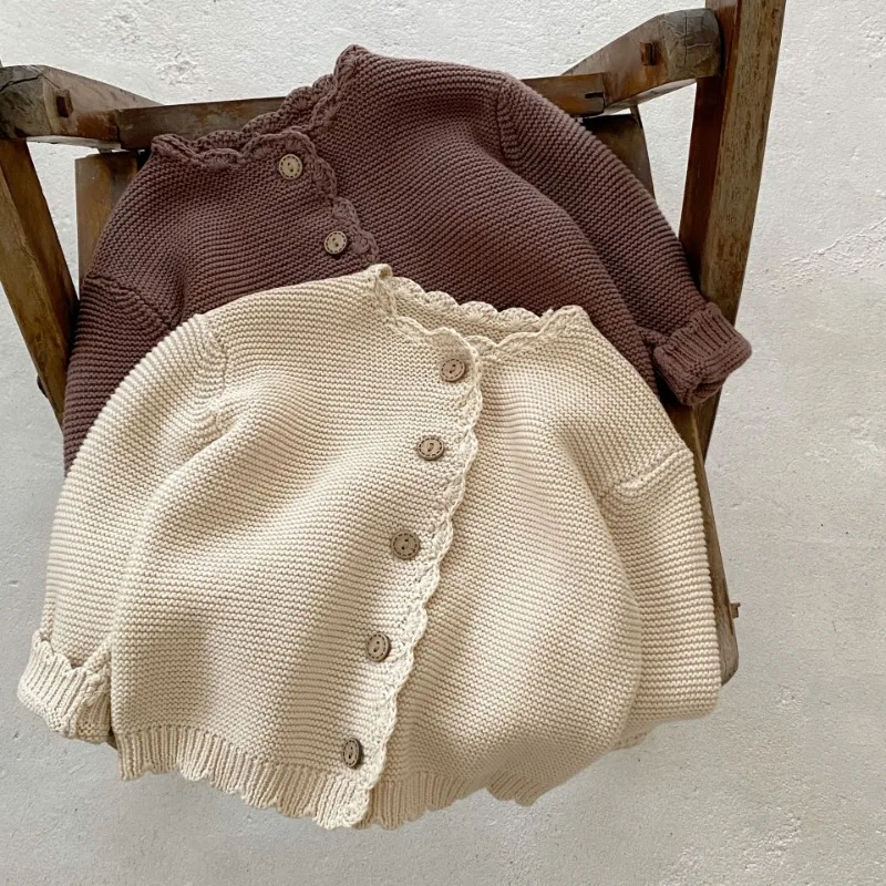

2025 Autumn New Baby Sweater Knitted Coat Boys Girls O-neck Long Sleeve Cardigan Jacket Infant Toddler Solid Versatile Clothes
