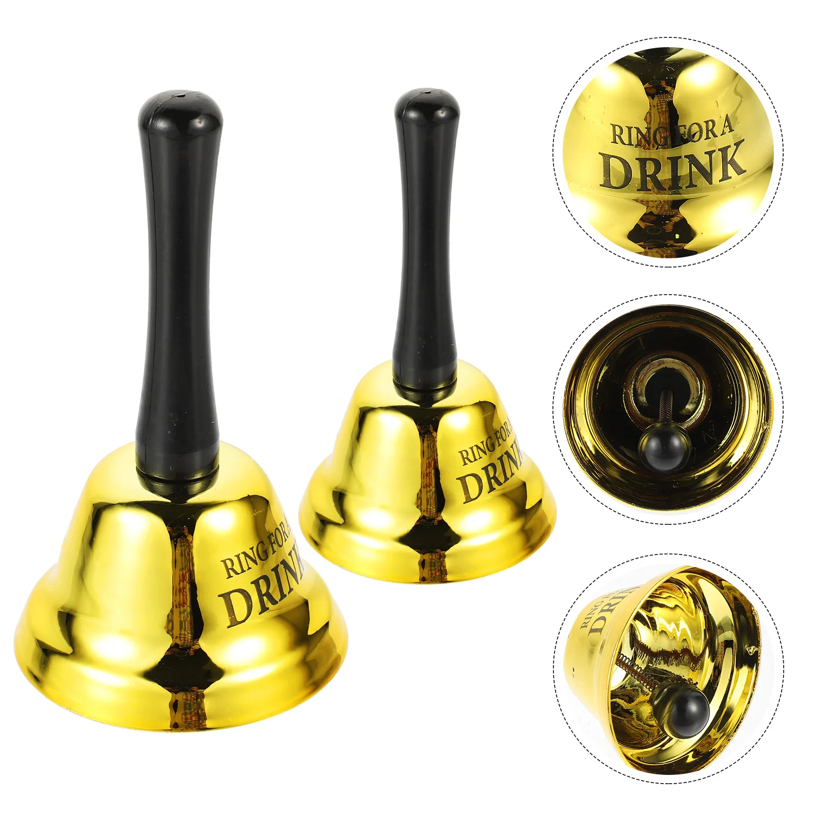 2 Pcs Bar Rattle Bells Dinner Game Doorbell Chime Ring Handheld Pantry Restaurant Handbells Manual Office