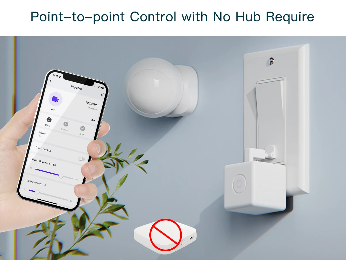 Moes Bluetooth Fingerbot Plus Smart Button Pusher, Touch Control App Timer, No‑Hub Required for Old Switches Buttons
