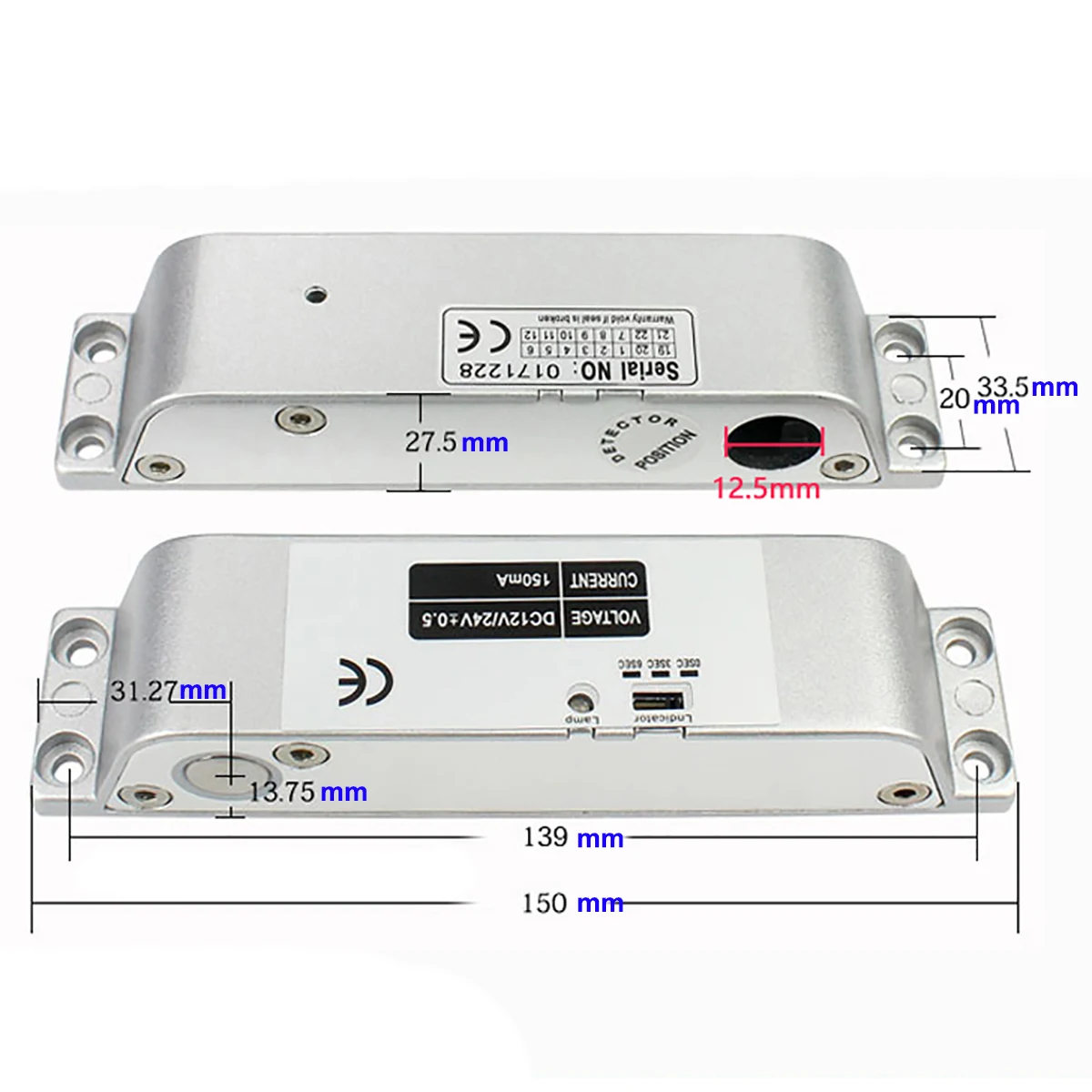 DC12V Exposed Surface Installation Adjustable Time Delay Fail Safe Electric Mortise Bolt Door Lock