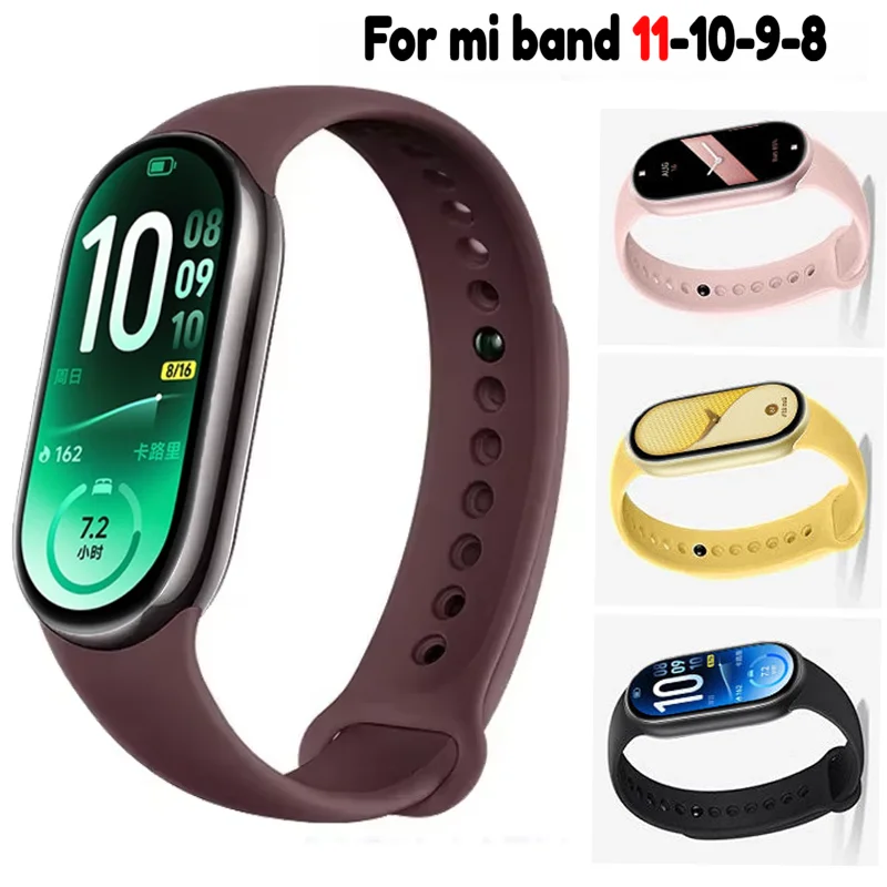 Soft Original Silicone Strap for Xiaomi Mi Band 11 10 Sports Smart Bracelet Wristband Mi Band 8 9 Replacement Bands Accessories