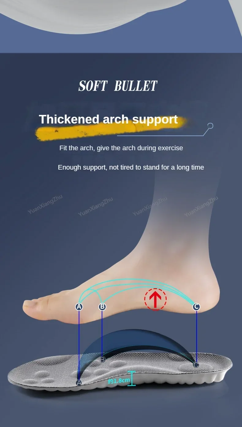 Popcorn Cloud 4D-Einlegesohlen, Plantarfasziitis-Entlastung, Einlegesohle, Fußgewölbeunterstützung, orthopädische Einsätze, Stoßdämpfung, warme Winterpolster – Detail 7