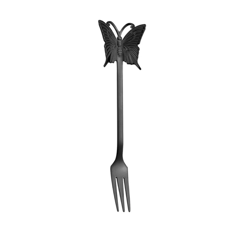 2 PCS Appetizers Cake Fruit Fork Butterfly Shaped Cake Spoon for Tasting Dessert
