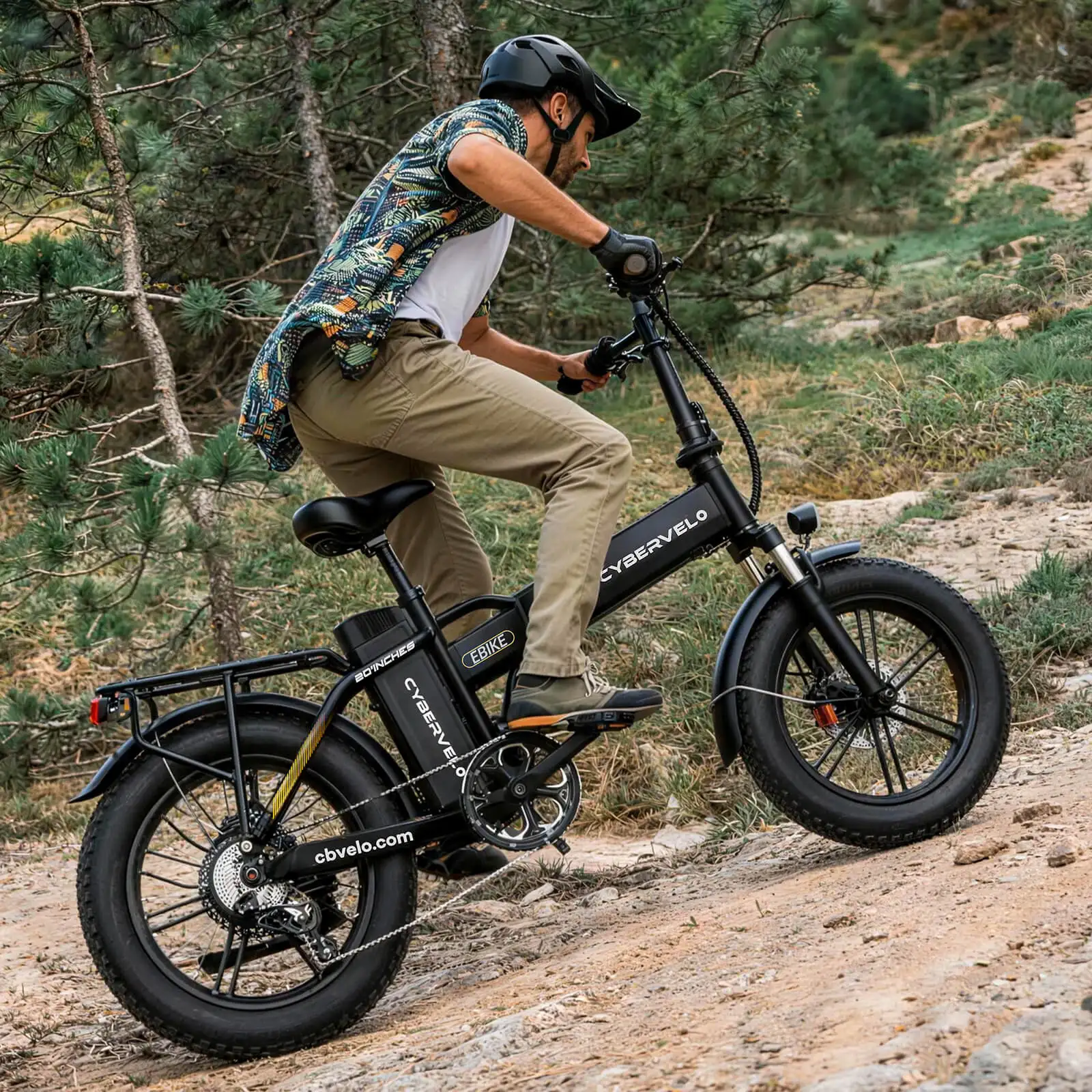 

1000W Peak Folding Eletric Bike, 48V 20ah Detachable Battery, 7-Speed Urban Commuter, 20" fat tire Camping Long Range E-Bike EK4