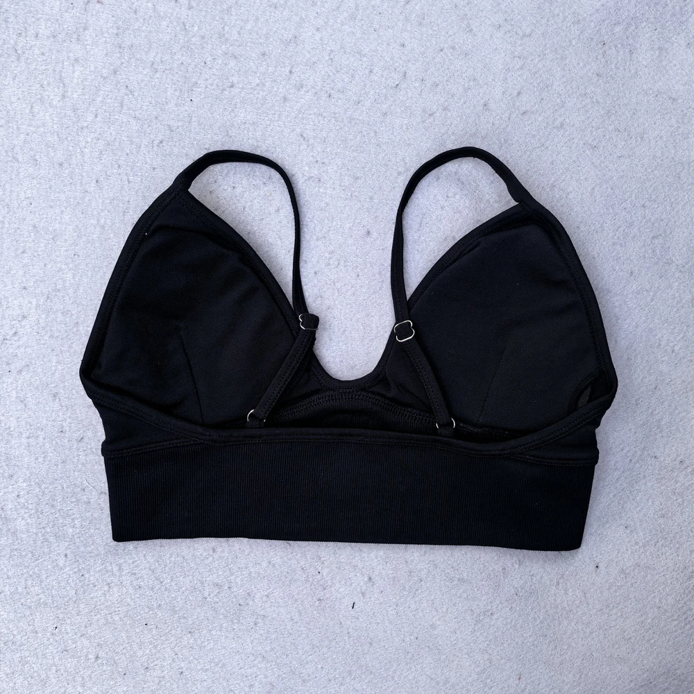 Strappy Backless Sports Bra Women Padded Seamless Yoga Bra Top Medium Support Gym Crop Top Stretchy Fitness Push Up Sports Top image 4