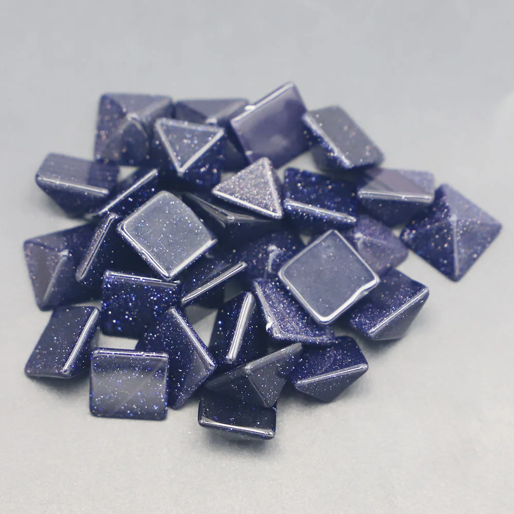 

12x12x7mm Natural Stone Pyramid Shape CAB Cabochon Blue Sand Beads for Jewelry&Clothes Accessories Wholesale 30Pcs Free Shipping