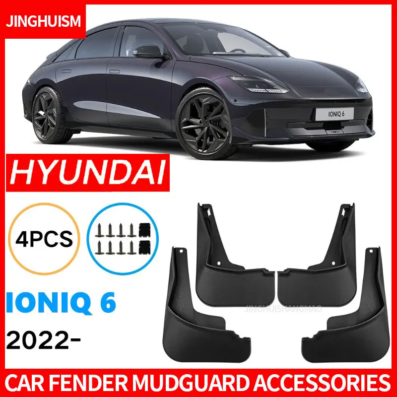 Car Tire Mud Flaps for Hyundai Ioniq 6 2022-2024 Auto Parts Truck Exterior Upgrade Black ABS Polymer Splash Guards Mudguards