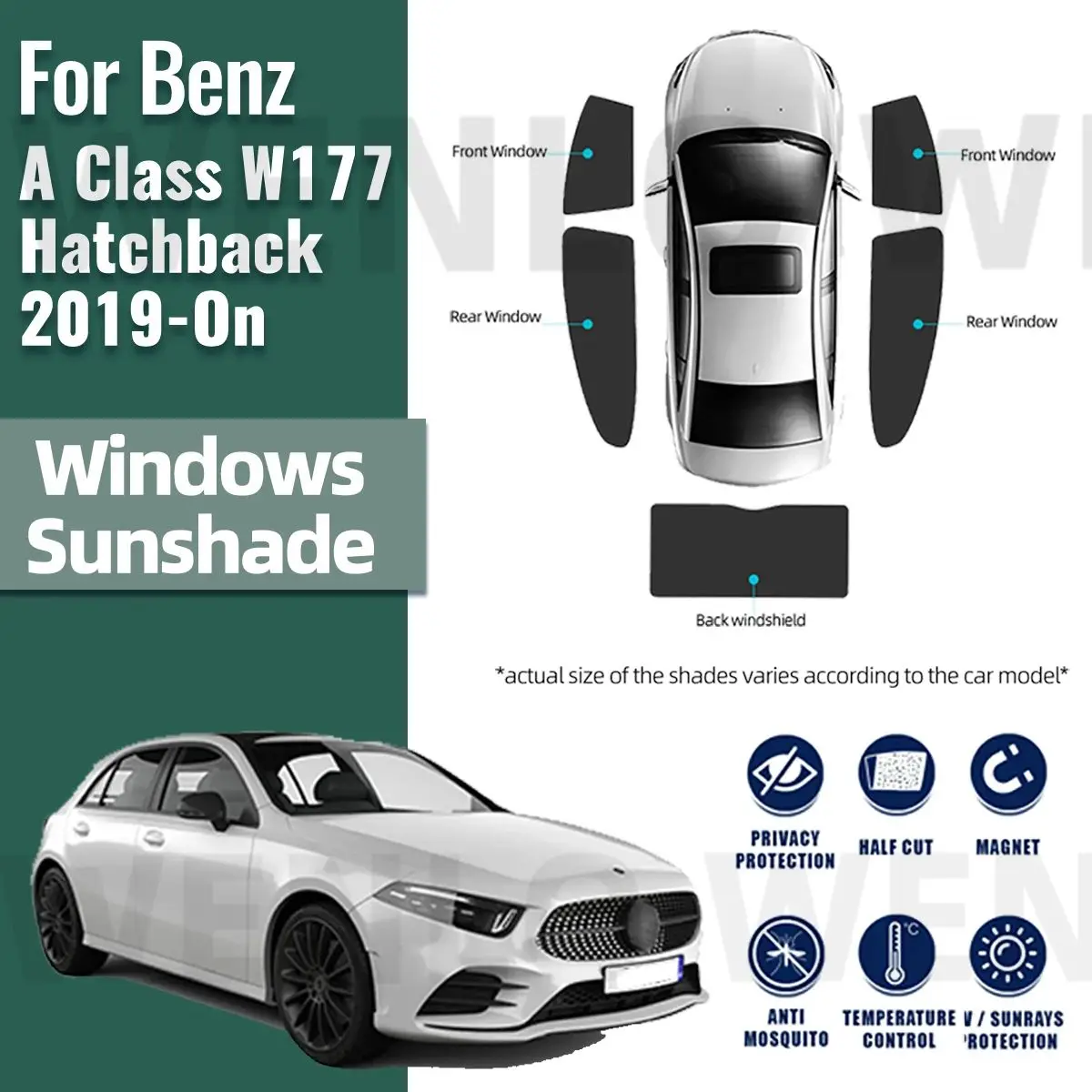 

For Mercedes Benz A Class Hatchback W177 2019-2024 Car Sunshade Visor Front Rear Windshield Curtain Side Window Sun Shade