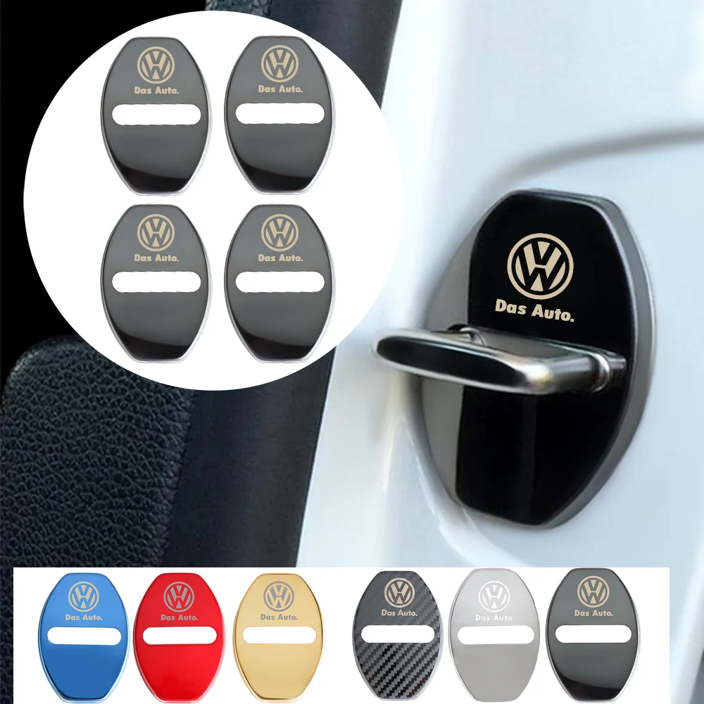 4pcs/set Car Door Lock Protection Cover Sticker For VW Golf 7 5 Passat B6 Mk4 VW Tiguan Mk7 Scirocco Auto Decoration Accessories