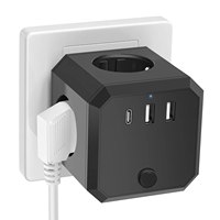 Power Strip Cube with 4 AC Outlets 2 USB Charger Ports 1Type C Multiple Socket with Switch 4000W/250V Wall Plug for Office Home