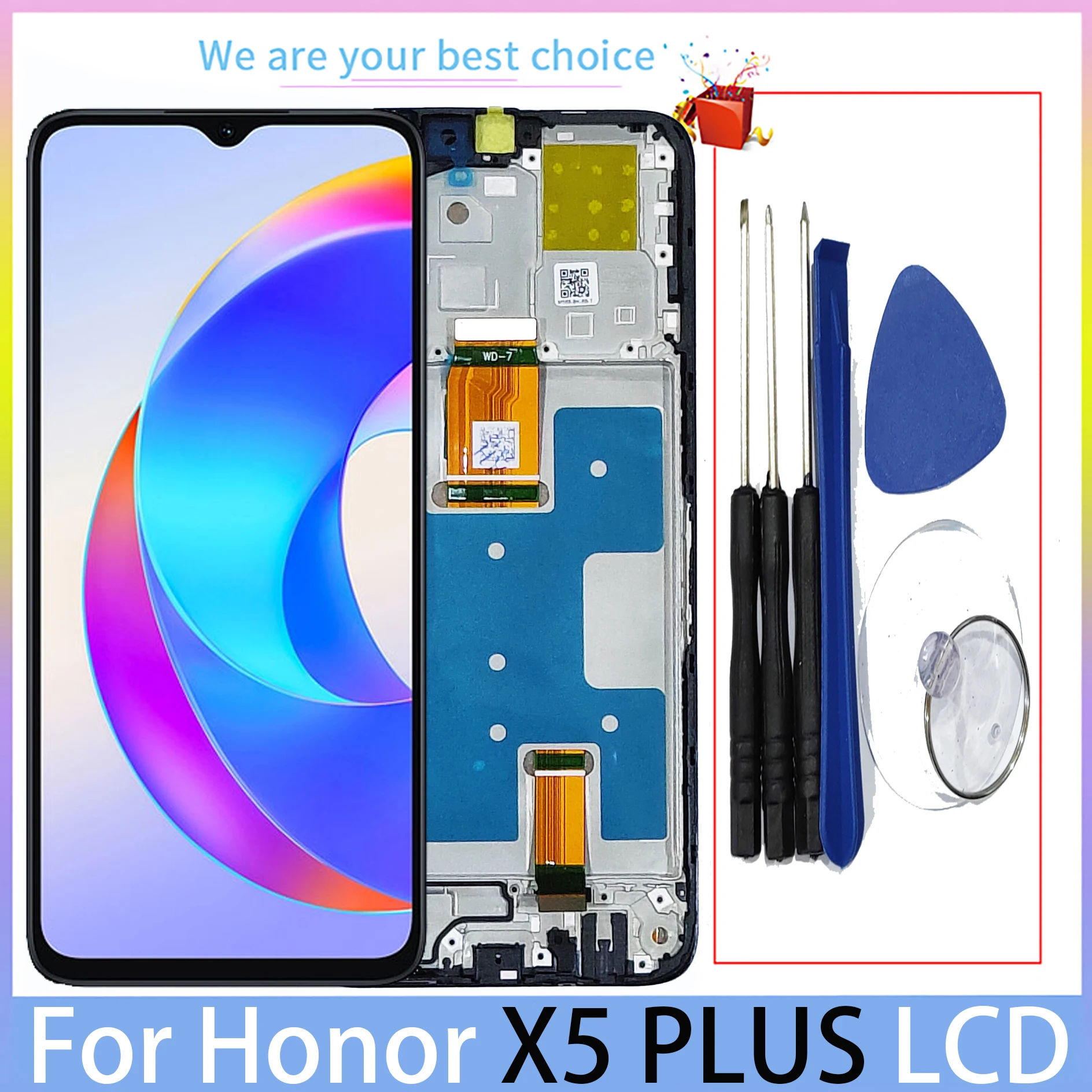 For Honor X5 PLUS LCD Display With Frame X5PLUS Screen Touch WOD-LX1 WOD-LX2 WOD-LX3 Panel Replacement Parts