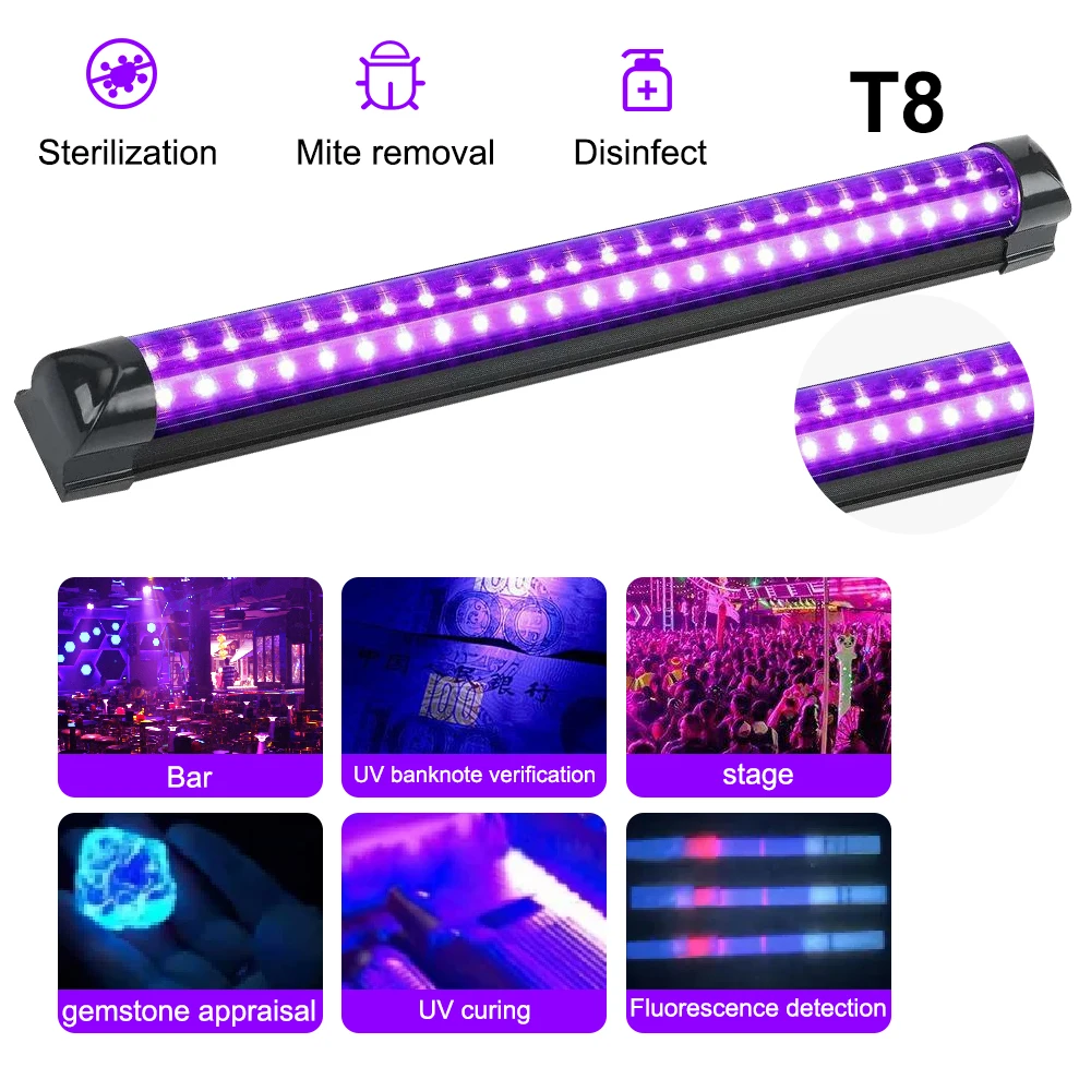 10w 395-405nm Black Light LED UV Lamp Gel T8 Tube 5V USB Plug Ultraviolet Light LED Stage Blacklight UV LED Nail Lamp Parts Grow