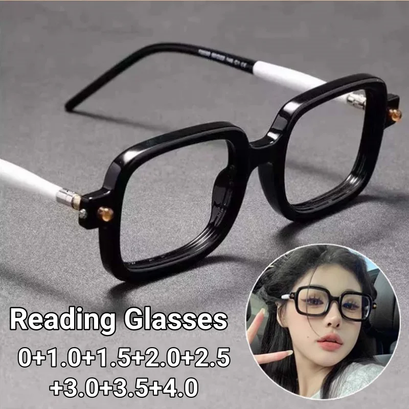 

Большая квадратная оправа, очки высокой четкости для защиты глаз, очки для пресбиопии, ретро-оправа для мужчин и женщин, компьютерные очки для чтения