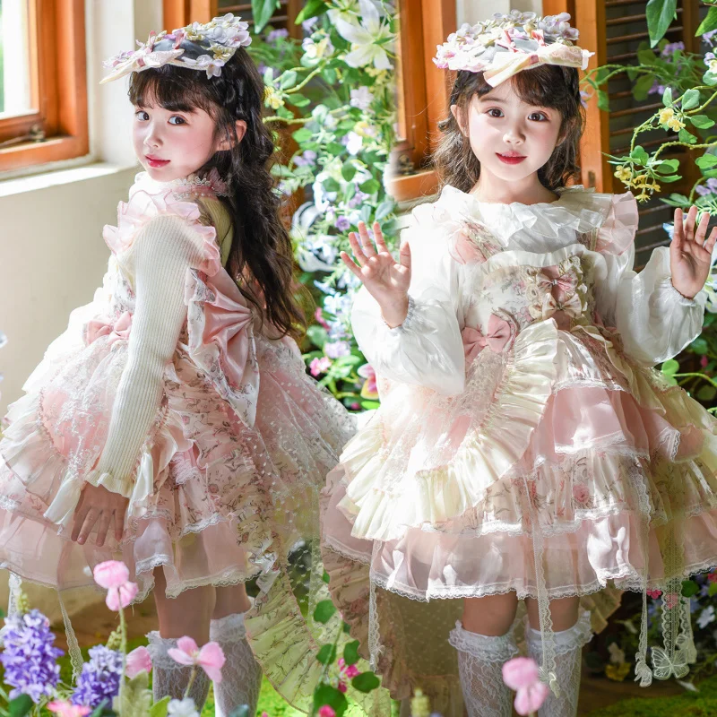 Girls' dress, new autumn style, children's Monet Garden princess dress, birthday dress, dress
