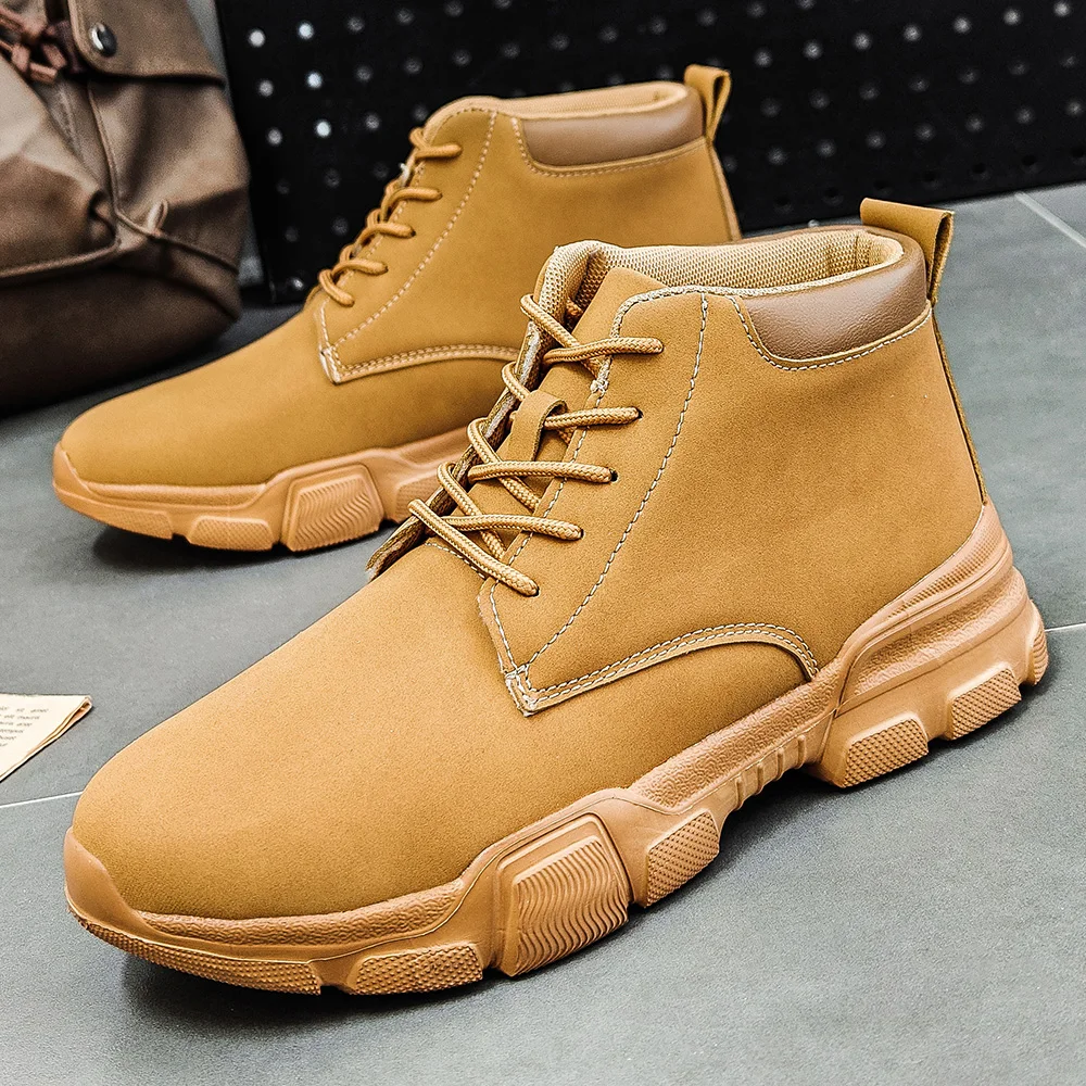 

Мужские и женские рабочие ботинки для улицы, легкая и универсальная обувь, увеличивающая рост в парном стиле, защитная обувь