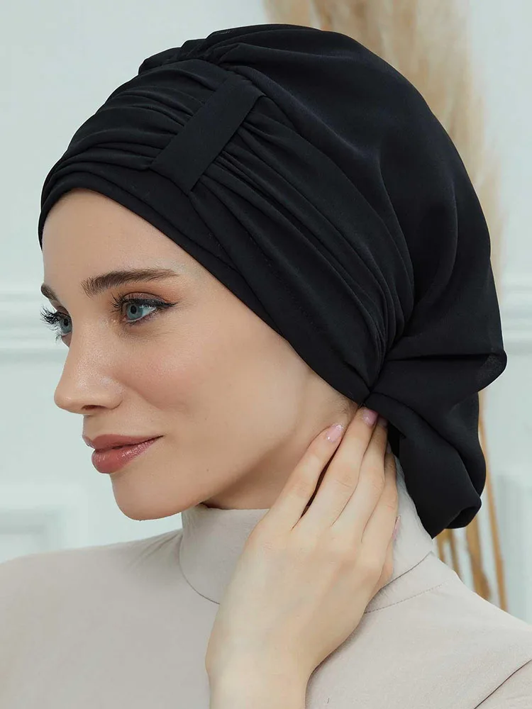 New Plain Muslim Inner Cap Hijabs For Women Solid Hijab Undercap Turban Hat Islamic Muslim Hijabs Patch Designs