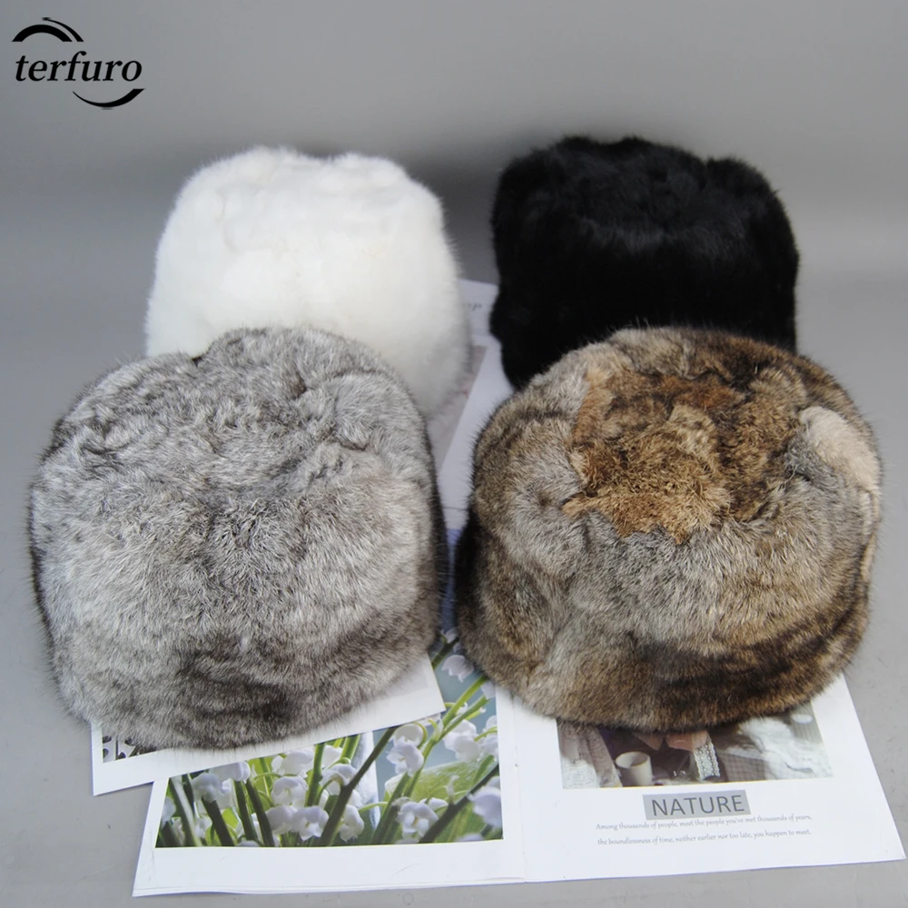 Unisex Winter Warm Hats For Men Rabbit Fur Women Hats Russian Mongolia Outdoor Thick Comfort Natural Quality Rabbit Fur Caps