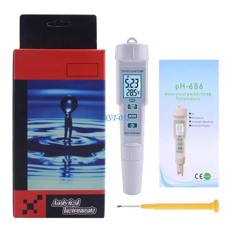 E15A PH-meter Digitale TDS-waterkwaliteit EC-temperatuurtest 4 in 1 voor aquariumzwembad