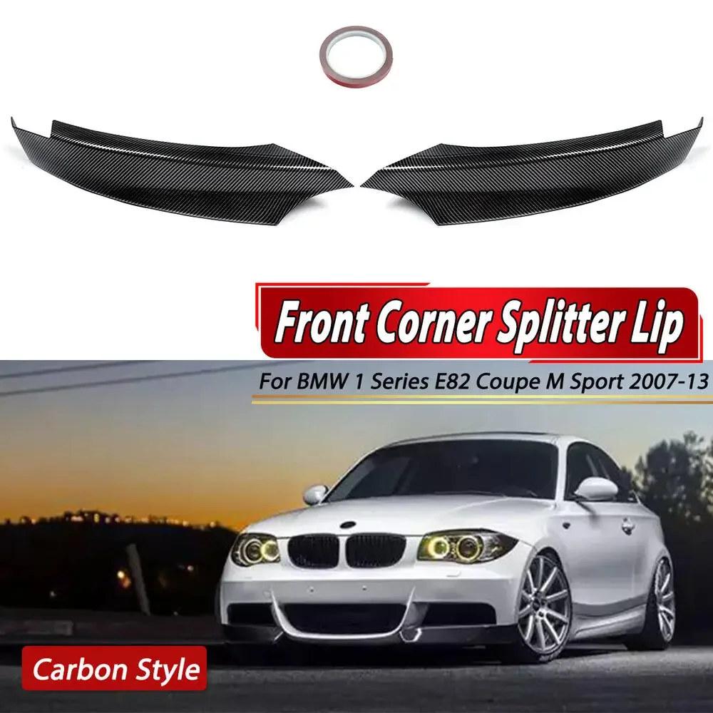 2X Front Corner Splitter Carbon Fiber Look For BMW 1Series E82 135i 120i M Sport