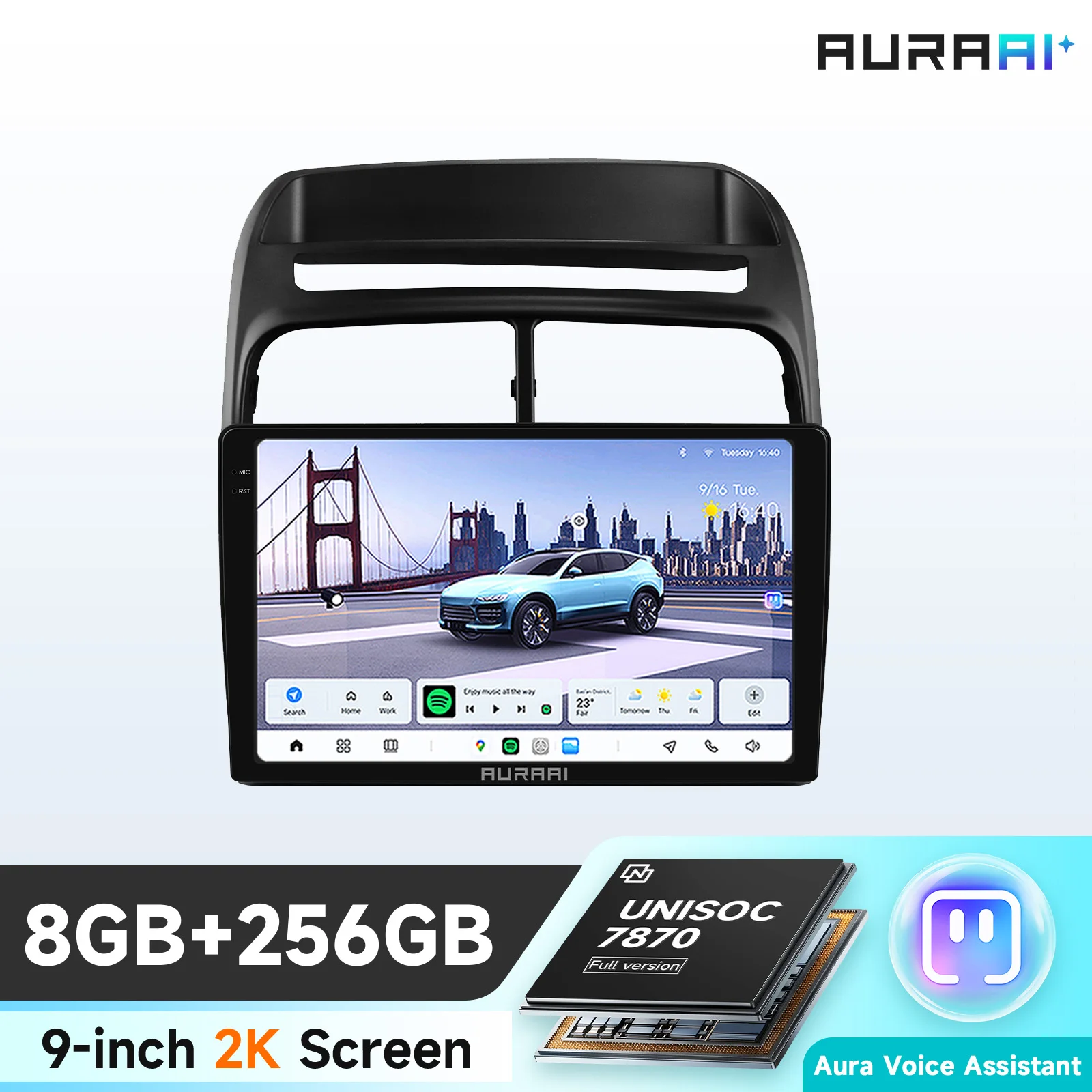 Autoradio AURAAI X100 Android 13 per Fiat Grande Punto Linea 2007-2012 Carplay Doppio Microfono ADAS Telecamera 360 Schermo 2K UIS7870