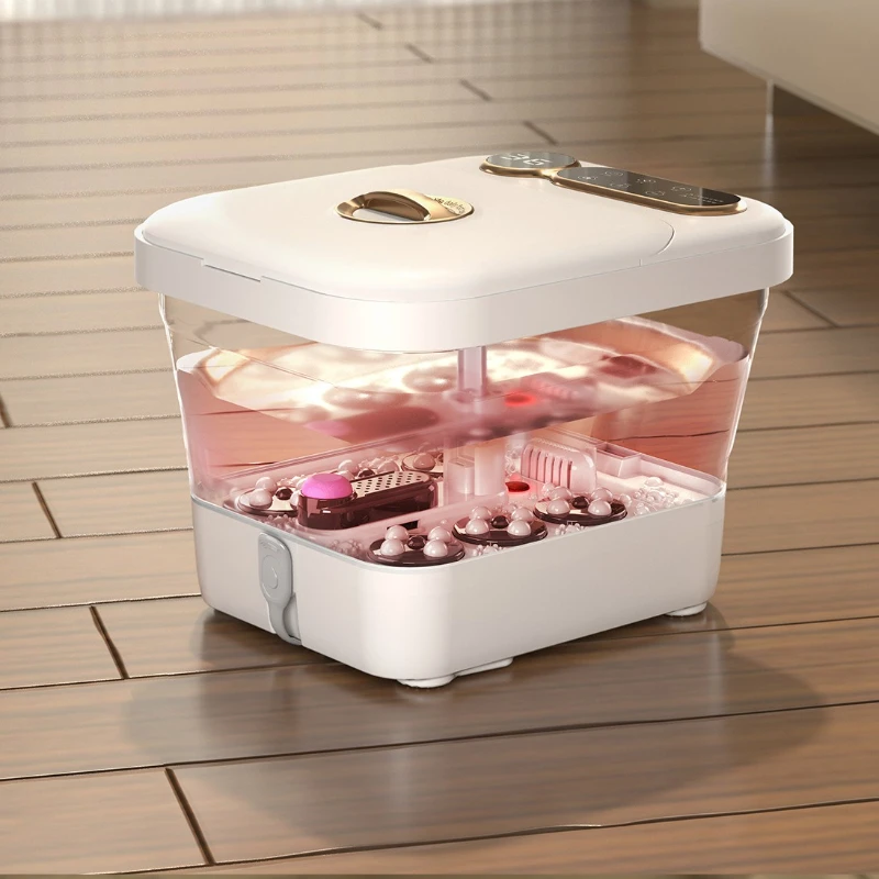 Automatic Folding Electric Foot Spa Bath with Red Light Therapy And Detachable Roller Heated Foot Massager