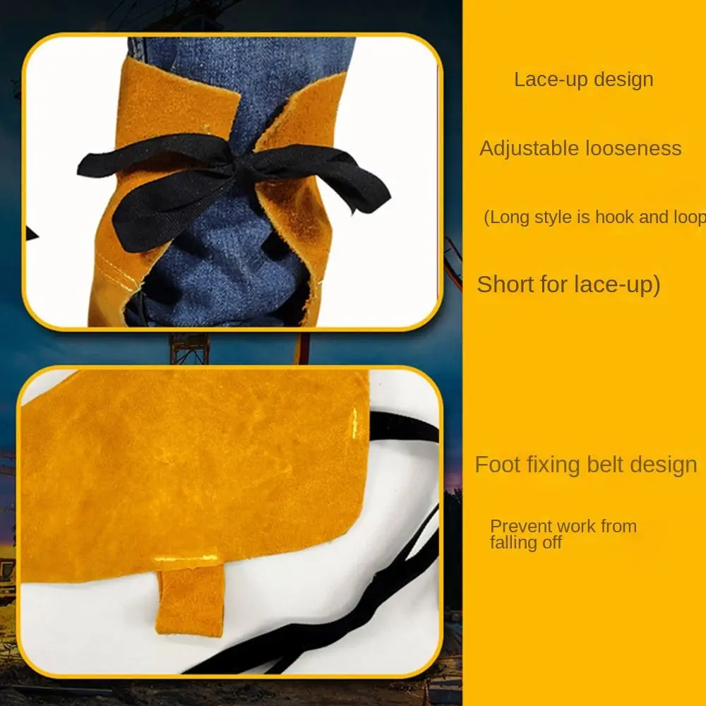 Thermal Insulation Cow Leather Welding Boot Safety Flame Resistant Anti Scalding Shoes Covers Foot Protection Working Sleeves