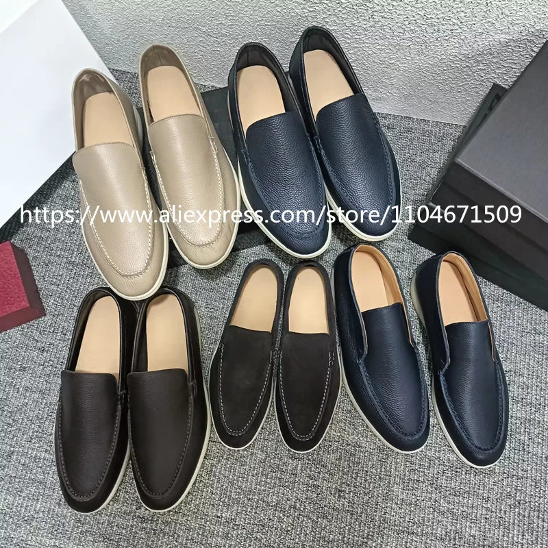 

unisex women's shoes loafers all Genuine leather walking men's shoe cowhide Casual comfortable Blue apricot brown