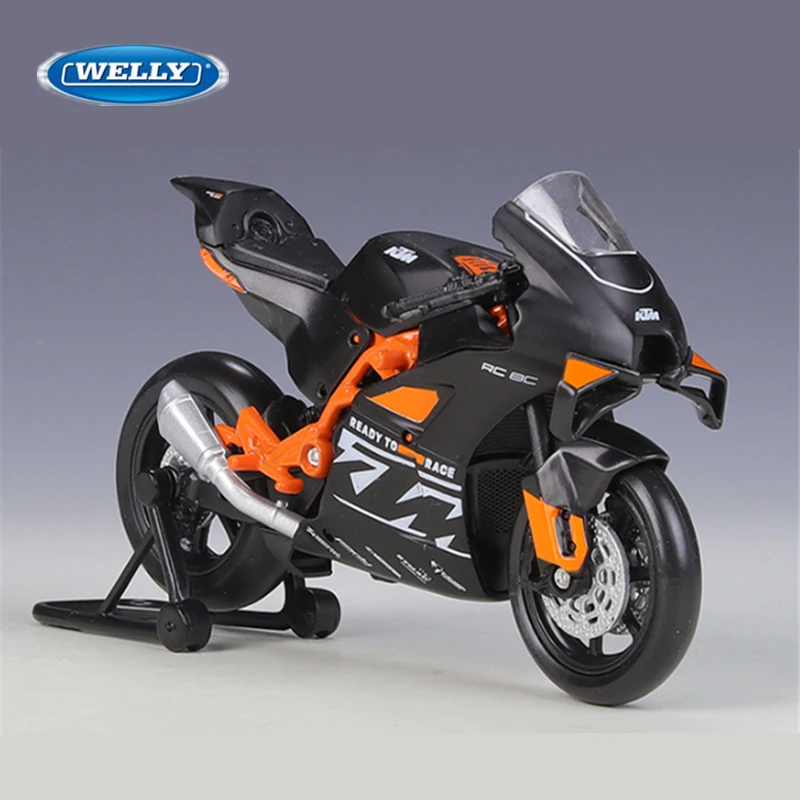 Welly 1:18 KTM RC 8C Alloy Racing Motorcycle Model Diecasts Metal Cross-country Street Sports Motorcycle Model Childrens Toy Gif