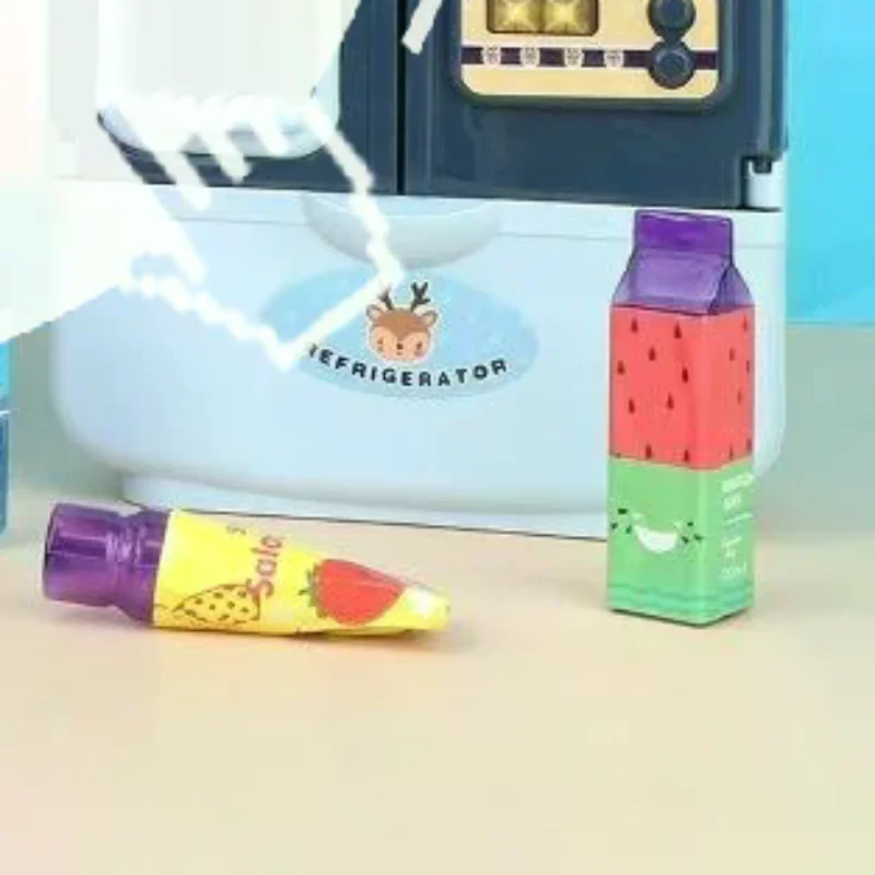 1 مجموعة محاكاة الثلاجة أثاث المطبخ التظاهر اللعب لعبة تعليمية صغيرة مزدوجة الباب الثلاجة اكسسوارات المنزل هدية