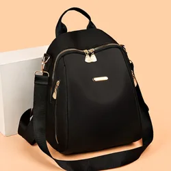 Fashion Lightweight School Bags Large Capacity Oxford Cloth Travel Backpack Black Shoulder Bag College Student