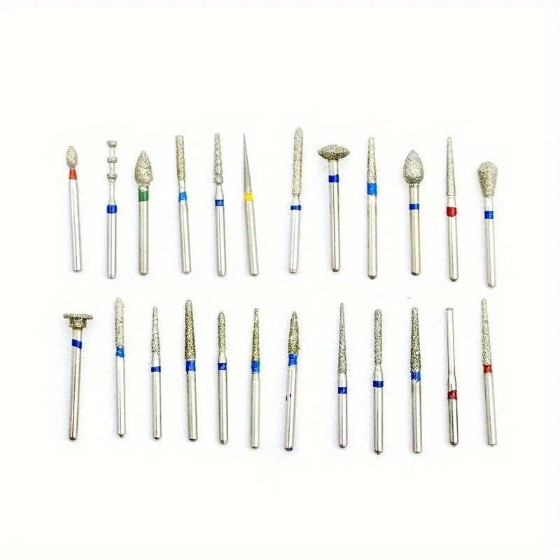 24Pcs FG1.6mm Diamond Burs Set for Porcelain Shouldered Abutment Polishing Lab Equipment for High Speed Handpiece