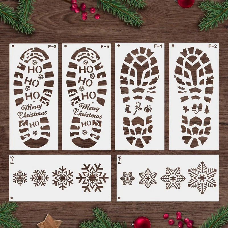 Santa Footprints For Floor Santa Claus Footprint Stencils Santa Claus Boot Prints And Snowflake Stencils Template