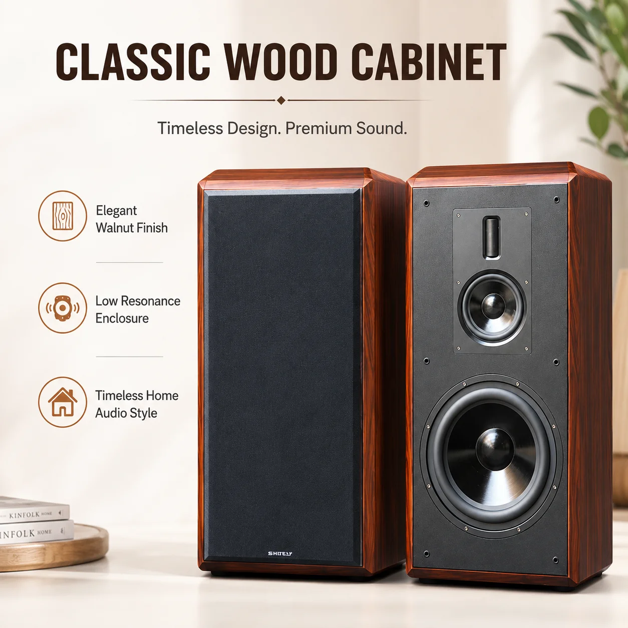 10 Inch Bookshelf Speaker 250W Three-Way Sound Equipment 4Ohm Passive Fever Sound Box For Home Theater Sound System Music Studio