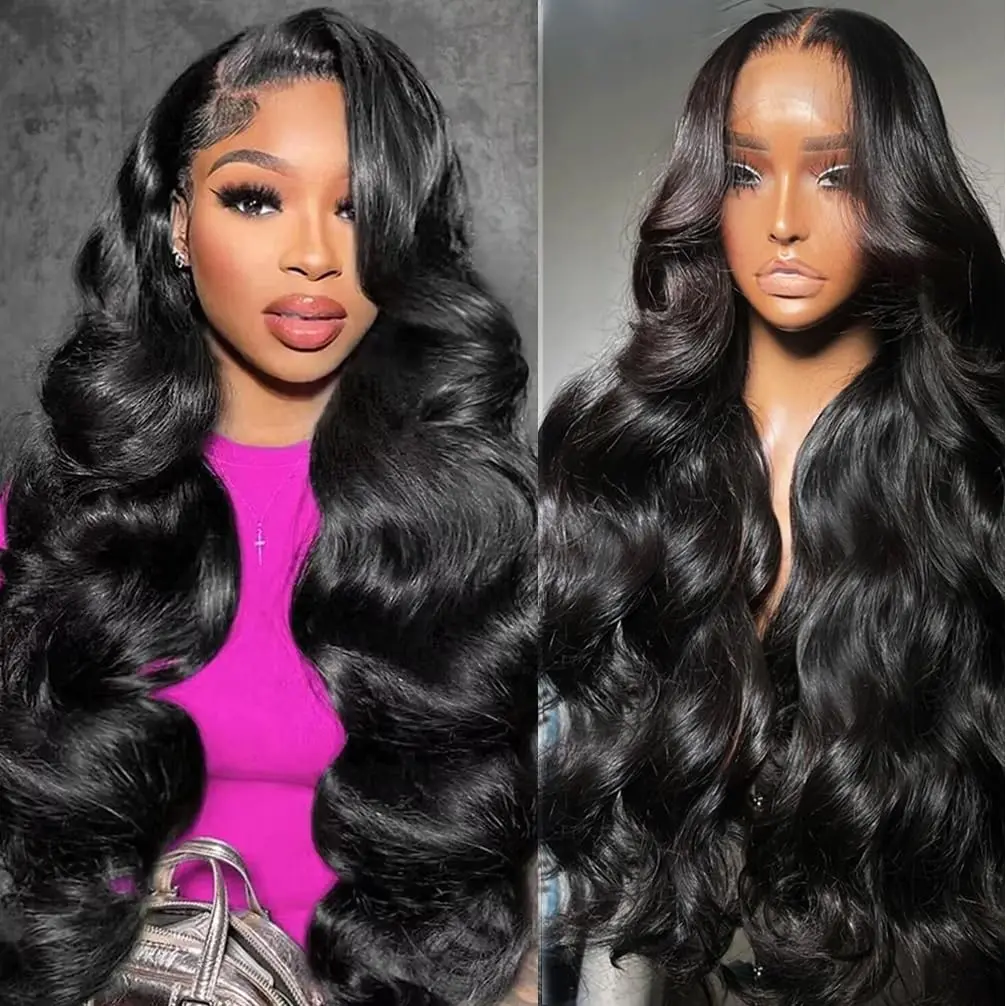 Body Wave Lace Front Wigs Human Hair Pre Plucked 13x4 Transparent Lace Frontal Wig with Baby Hair 180% Density Brazilian Wigs